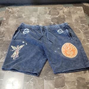 PRPS Dark Blue Graphic Athletic Shorts